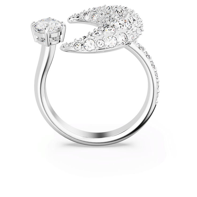 swarovski sublima open ring  moon  white  rhodium plated