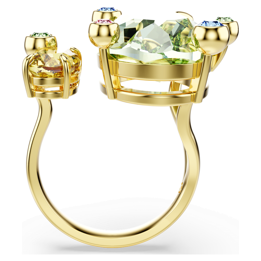 swarovski gema open ring  mixed cuts  multicolored  gold tone plated