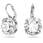 Millenia earrings, Round cut crystal, White, Rhodium plated