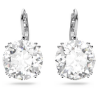 Millenia earrings, Round cut crystal, White, Rhodium plated