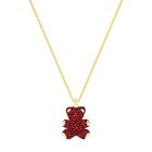 Teddy 3D Pendant, Red, Gold Plated