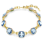 swarovski chroma tennis necklace cushion cut blue gold tone plated