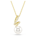 swarovski gabriella pendant  crystal pearl  round cut  white  18k gold finish