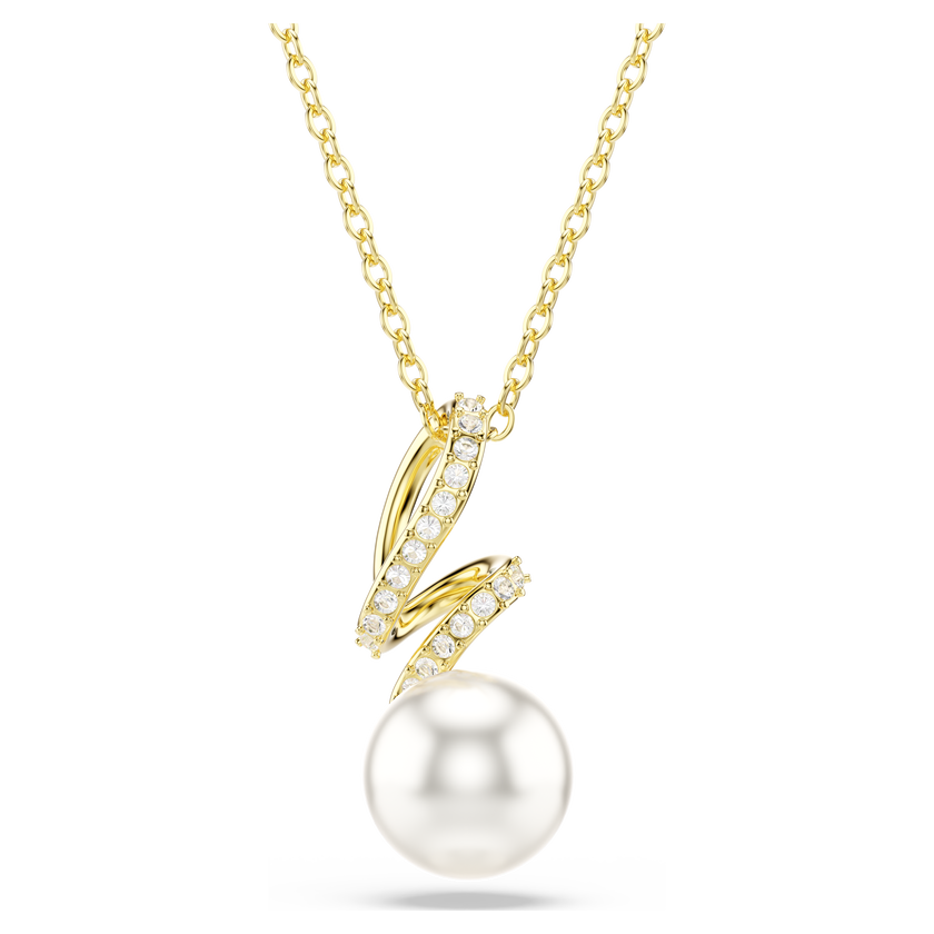 swarovski gabriella pendant  crystal pearl  round cut  white  18k gold finish