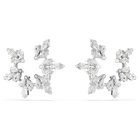 swarovski idyllia clip earrings mixed cuts snowflake white rhodium plated