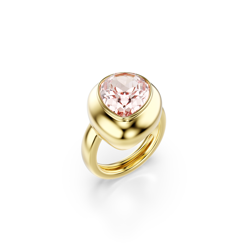swarovski gema motif ring  set  3   multicolored  gold tone plated
