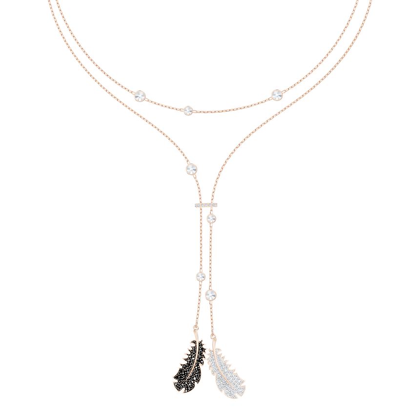 Naughty Necklace, Black, Rose-gold tone plated