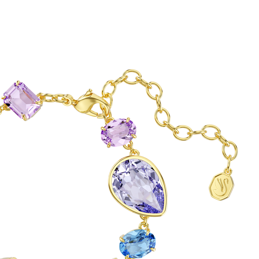 swarovski gema bracelet  mixed cuts  multicolored  gold tone plated