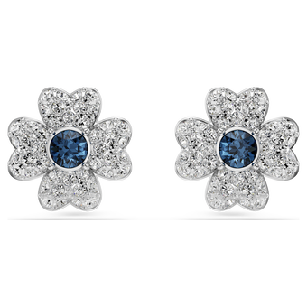 swarovski symbolica stud earrings  clover  blue  rhodium plated