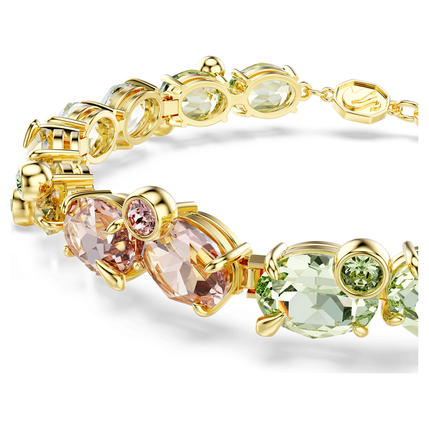 swarovski gema tennis bracelet  mixed cuts  multicolored  gold tone plated