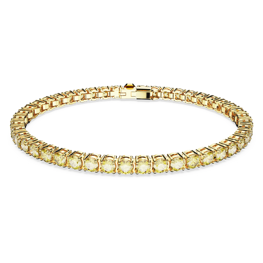 swarovski matrix tennis bracelet  round cut  yellow  gold tone plated