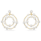 Constella clip earrings, Mixed round cuts, White, Gold-tone plated
