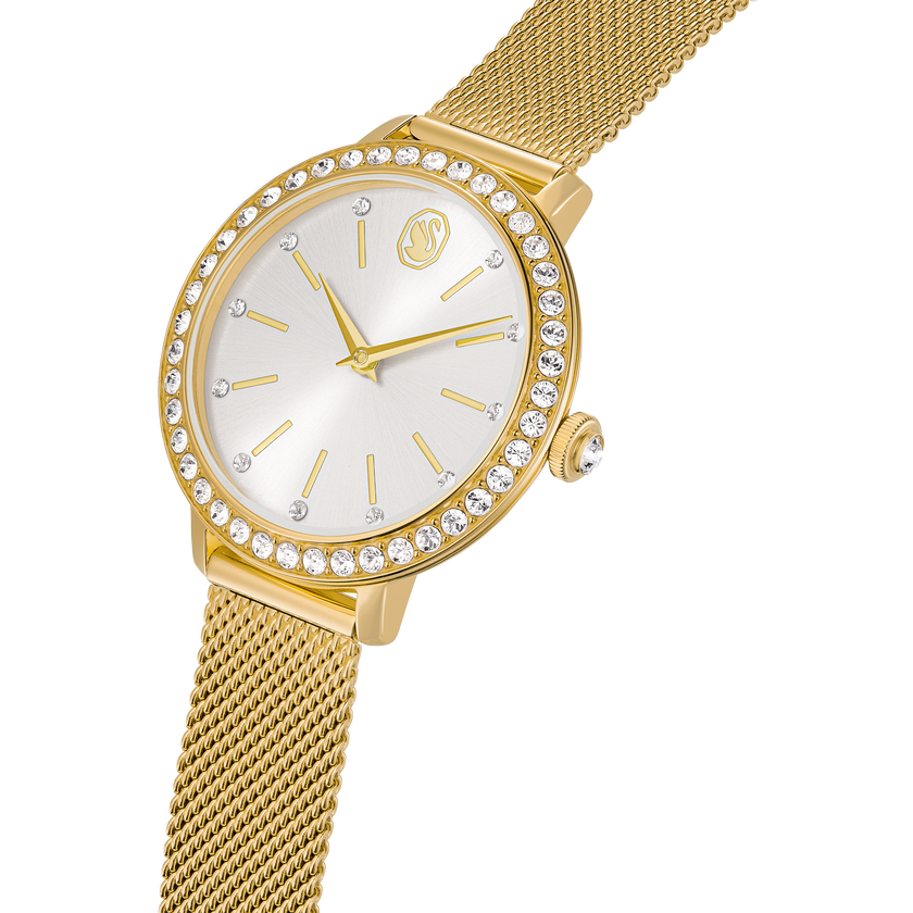 swarovski certa watch  metal bracelet  gold tone  gold tone finish