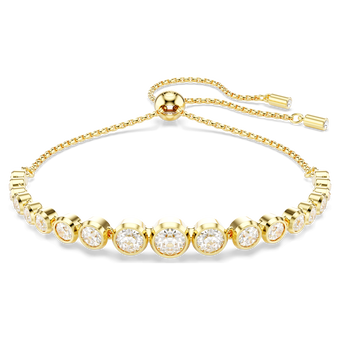 swarovski imber tennis bracelet  mixed round cuts  white  gold tone plated