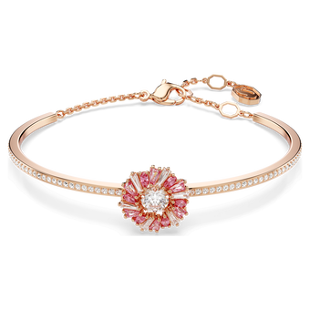 swarovski idyllia bangle mixed cuts flower pink rose gold tone plated
