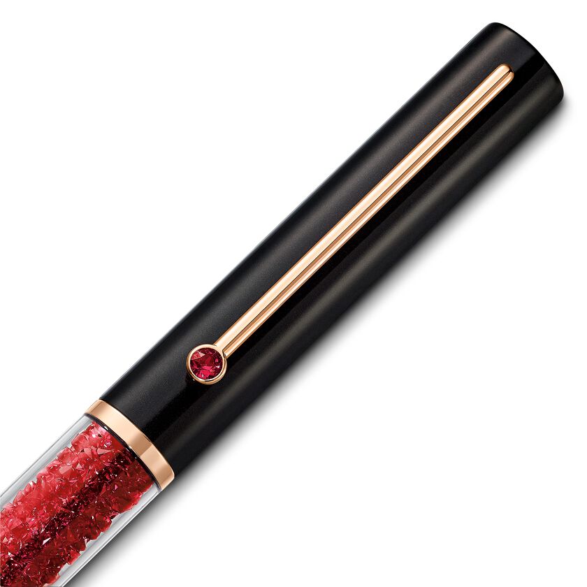 Crystalline Gloss Ballpoint Pen, Black and Red, Rose-gold tone plated