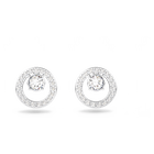 Creativity Circle Pierced Earrings, Small, White, Rhodium Plated