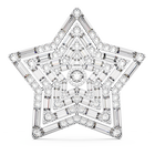 Stella brooch, Star, Large, White, Rhodium plated