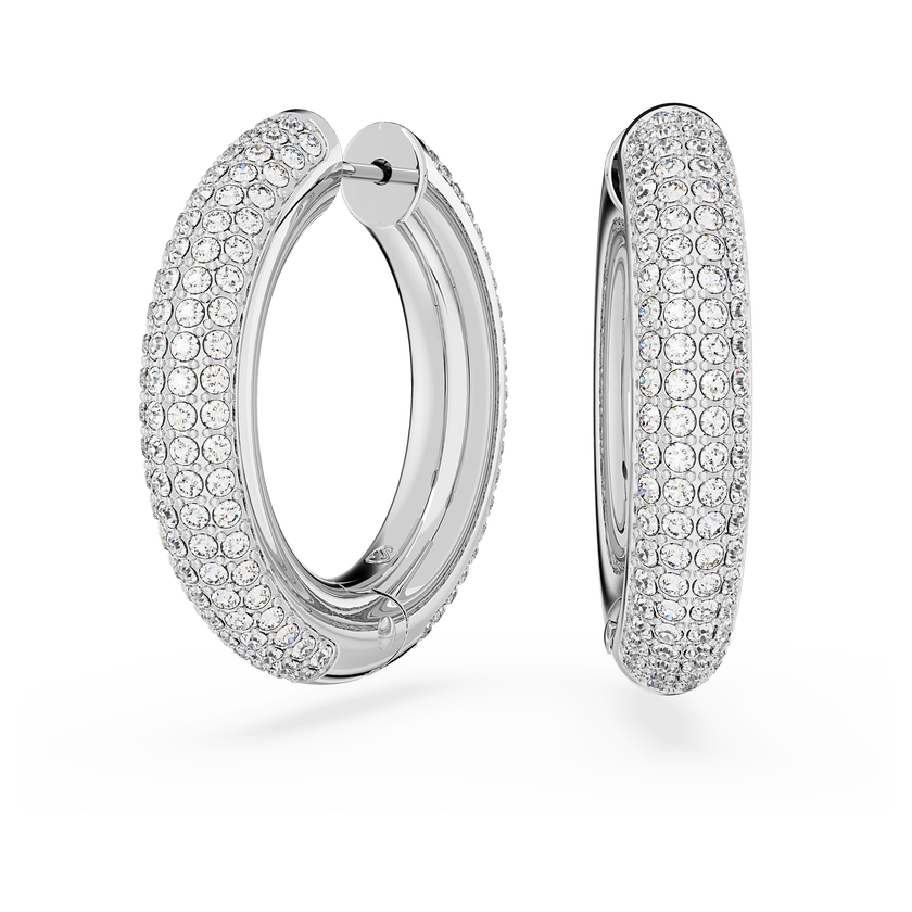 swarovski dextera hoop earrings  medium  white  rhodium plated