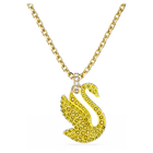 Swarovski Iconic Swan pendant, Swan, Medium, Yellow, Gold-tone plated