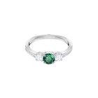 Attract Trilogy Round Ring, Green, Rhodium Plating