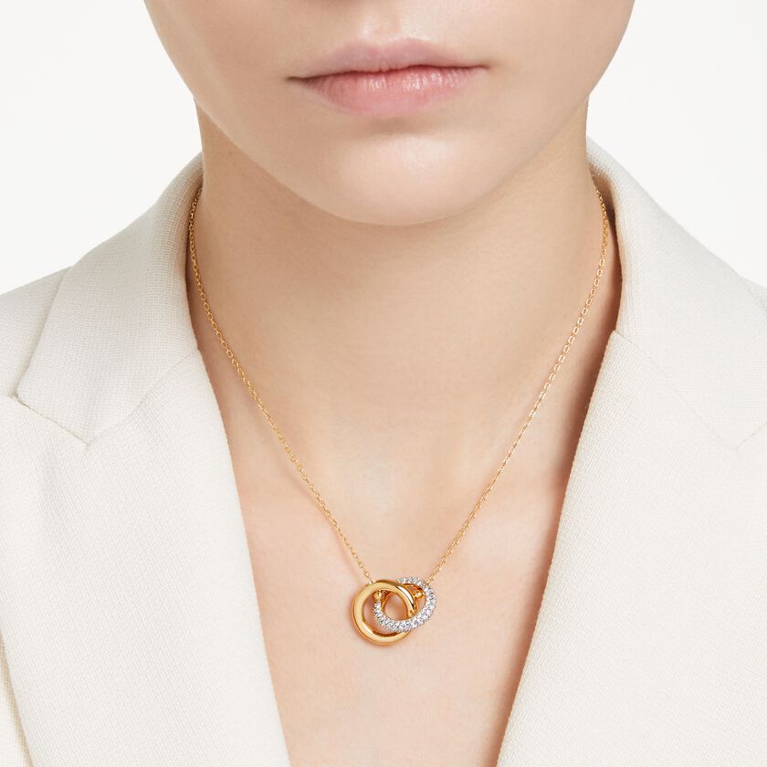 swarovski dextera pendant  interlocking loop  white  gold tone plated