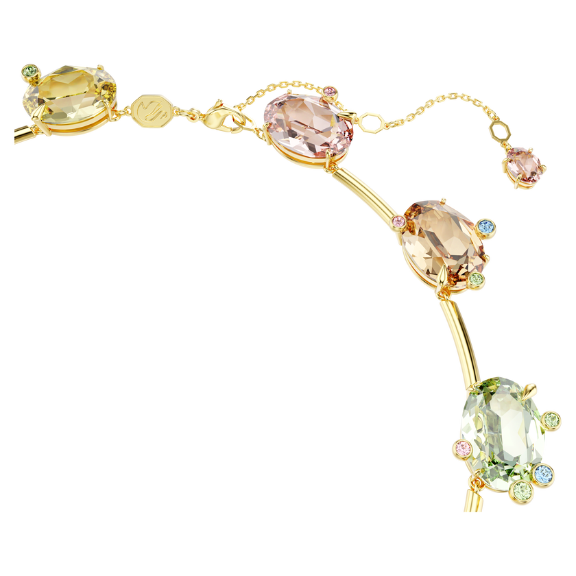 swarovski gema tennis necklace  mixed cuts  multicolored  gold tone plated