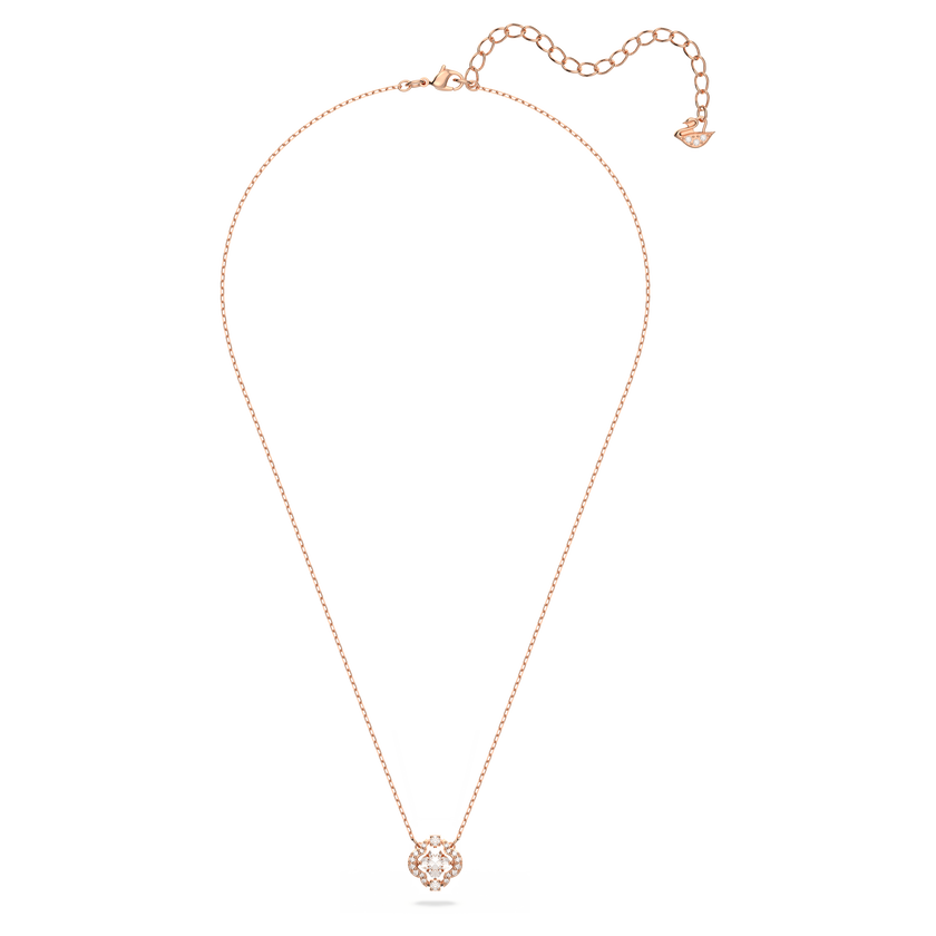 swarovski una necklace  clover  white  18k rose gold finish