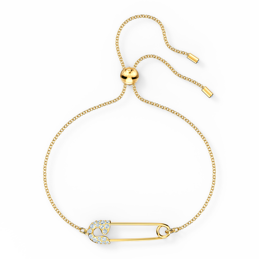 So Cool Pin Bracelet, White, Gold-tone plated