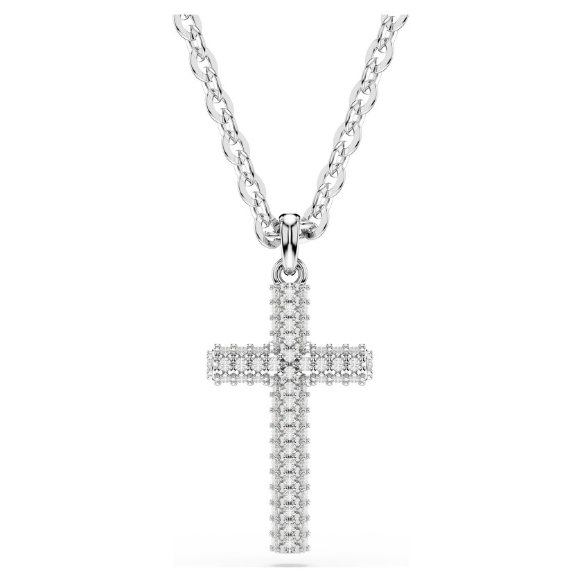 swarovski insigne pendant  pav   cross  white  rhodium plated