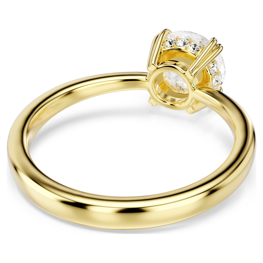 swarovski stilla attract cocktail ring  round cut  white  gold tone plated