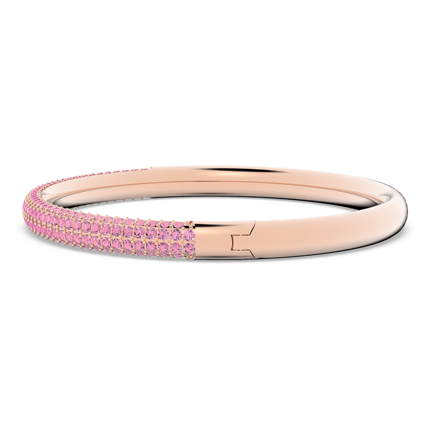 swarovski stone bangle  pink  rose gold tone pvd