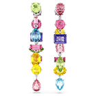 swarovski gema drop earrings asymmetrical design mixed cuts long multicolored rhodium plated