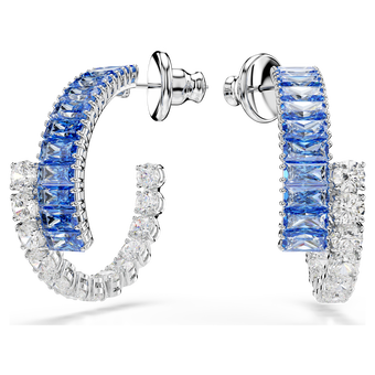 swarovski matrix hoop earrings mixed cuts blue rhodium plated