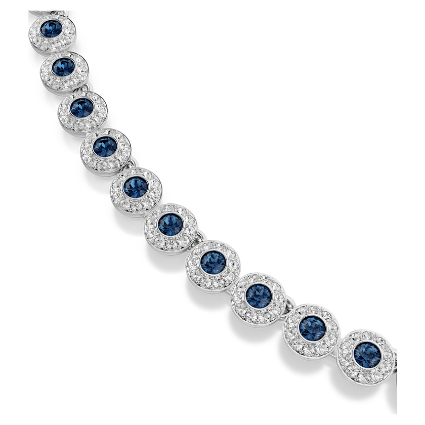 swarovski una angelic tennis necklace  round cut  blue  rhodium plated