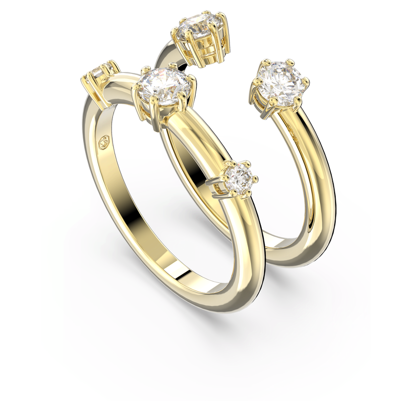 swarovski constella ring  set  2   round cut  white  gold tone plated