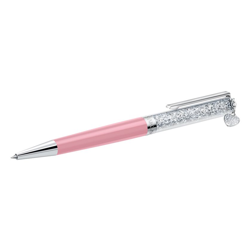 Crystalline Heart Charm Ballpoint Pen, Pink
