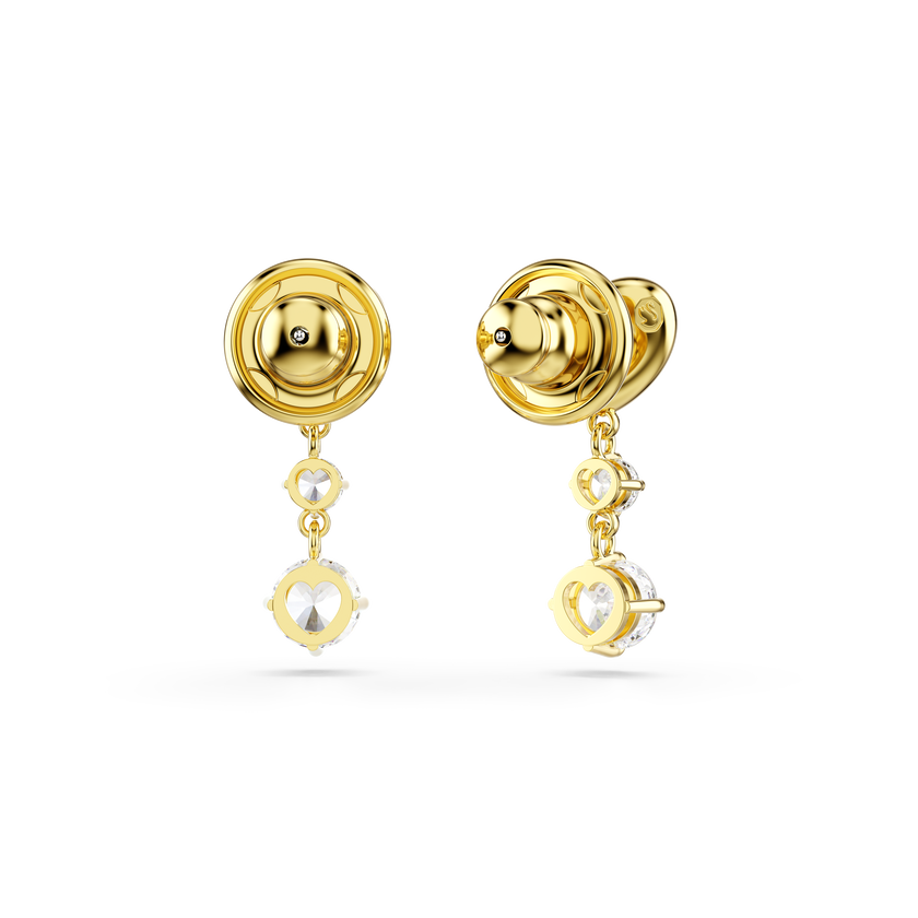 swarovski lifelong drop earrings  round cut  heart  white  gold tone plated