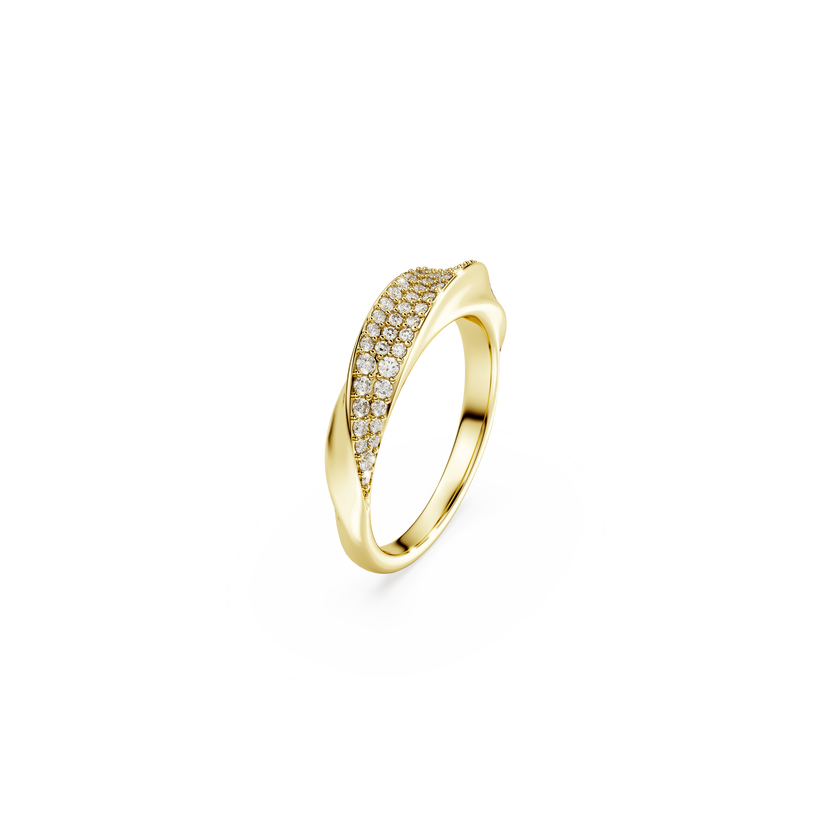 swarovski classica band ring  round cut  white  sterling silver  18k gold finish