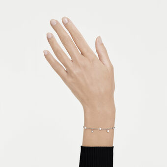 swarovski imber bracelet  crystal pearl  round cut  white  rhodium plated