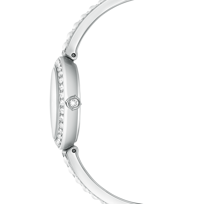 swarovski matrix pearl bangle watch  swiss made  crystal bracelet  white  stainless steel