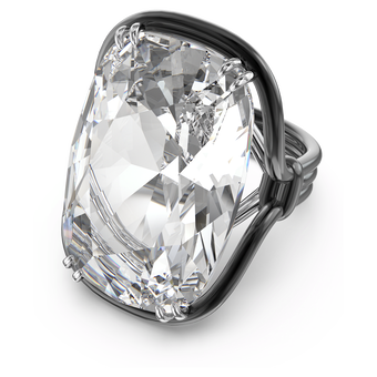 Harmonia ring, Oversized floating crystal, White, Mixed metal finish swarovski harmonia ring oversized floating crystal white mixed metal finish