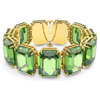 swarovski millenia bracelet  octagon cut crystals  green  gold tone plated