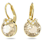 Bella V drop earrings, Round cut, Gold tone, Gold-tone plated