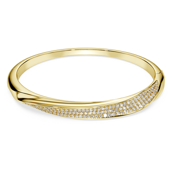 swarovski classica bangle  round cut  white  sterling silver  18k gold finish