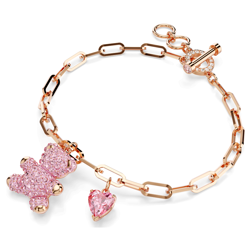 swarovski teddy bracelet  pink  rose gold tone plated
