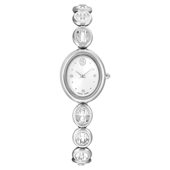 swarovski imber oval watch  swiss made  metal bracelet  silver tone  stainless steel