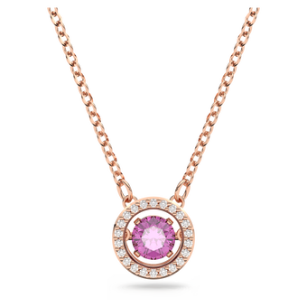swarovski una pendant  round cut  long  purple  18k rose gold finish