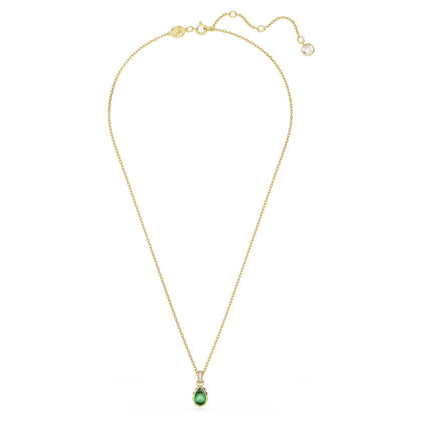 swarovski chroma pendant  pear cut  green  18k gold finish