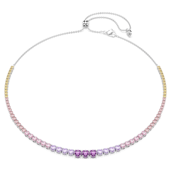 swarovski matrix tennis necklace  gradient of round cuts  multicolored  rhodium plated